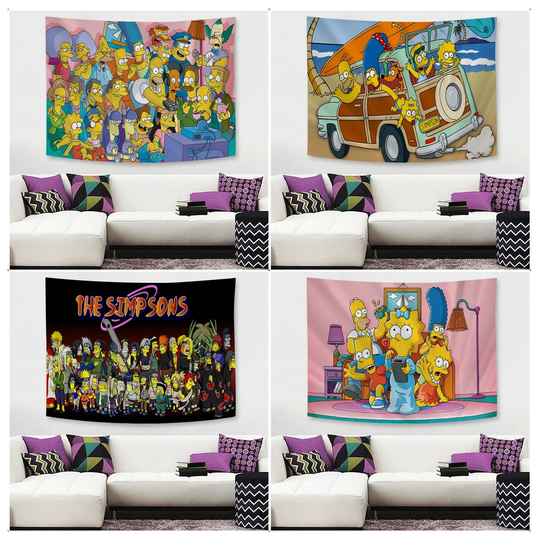 

BANDAI The Simpsons Cartoon Tapestry Japanese Wall Tapestry Anime Kawaii Room Decor