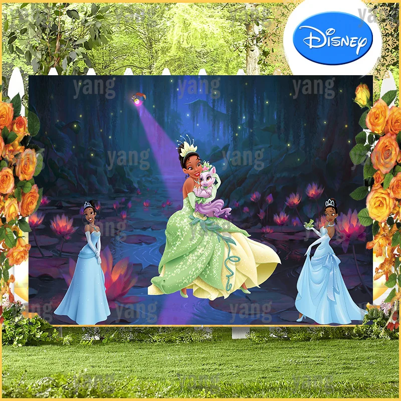 Disney Custom Princess and The Frog Tiana Supplies Backdrop for Baby Shower Party Banner Decorations Happy Birthday Photography