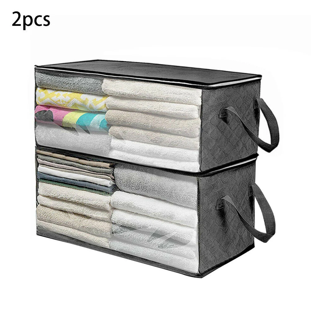 

2pcs/set Organizer Clothes Blanket Storage Box Sweater Zipper Home Folding Moisture Proof Quilt Portable Closet Bag Luggage