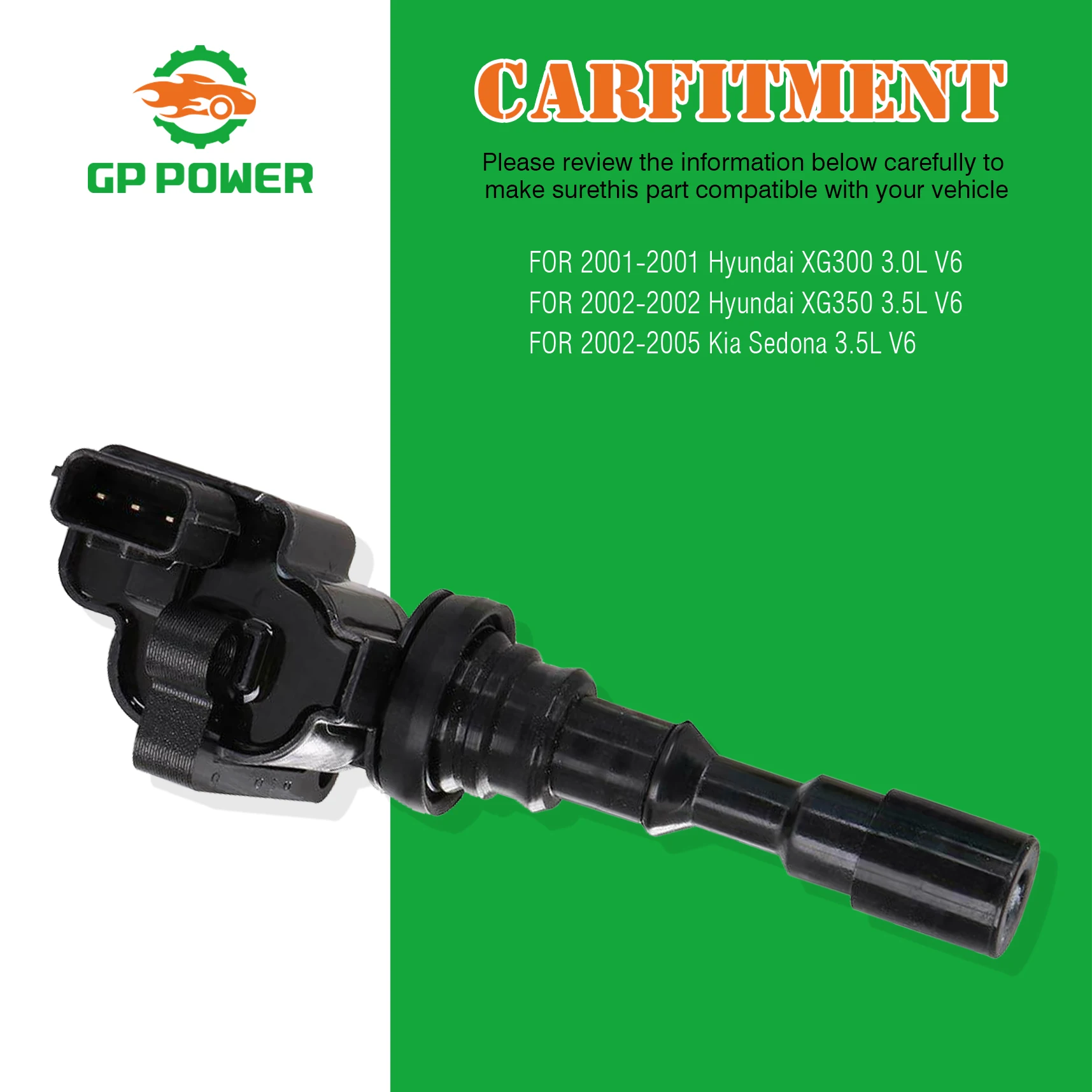 Комплект катушек зажигания GP POWER Performance 1 шт. совместимый с Hyundai XG300 Kia Sedona 3.0L 3.5L V6