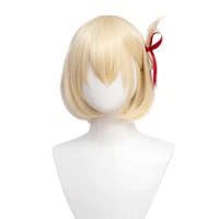 nishikigi chisato cosplay wig anime lycoris recoil cosplay wig hsiu light yellow short hair synthetic hairfree wig cap
