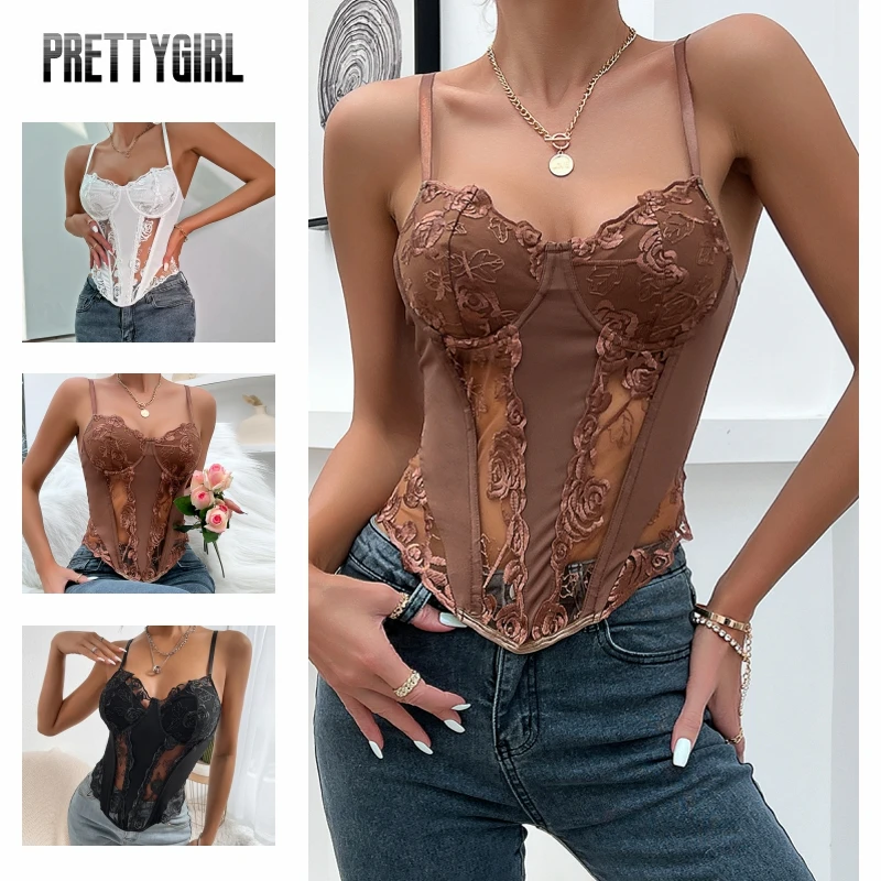 

Women One Piece Fishbone Lingerie Sexy Lace Bodysuit Slim Fit Lace Patchwork Cami Tops Underwire Babydoll Embroidery Corset