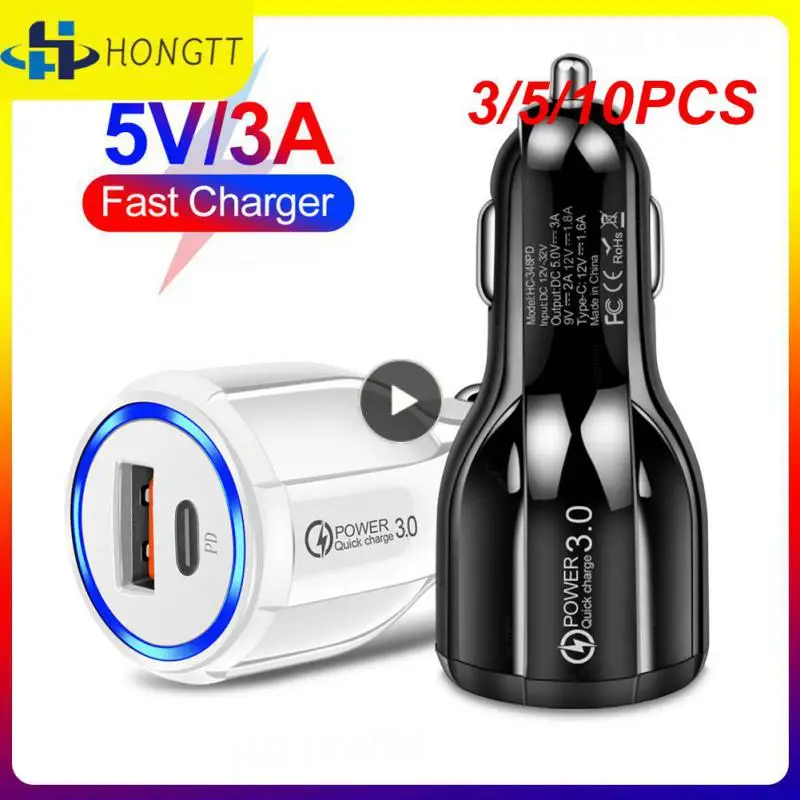 

3/5/10PCS One Trailer Two Flash Multifunctional Dual Fast Charger Portable Car Charger Adapter Universal Car Charger