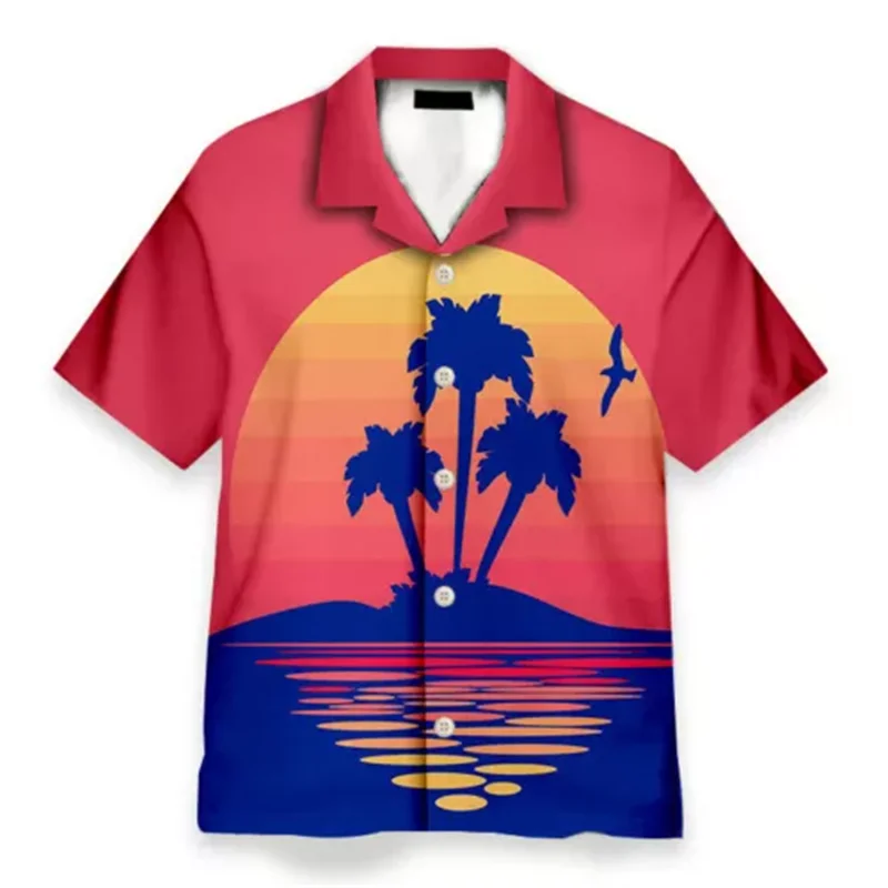 Мужские 3D рубашки с принтом заката