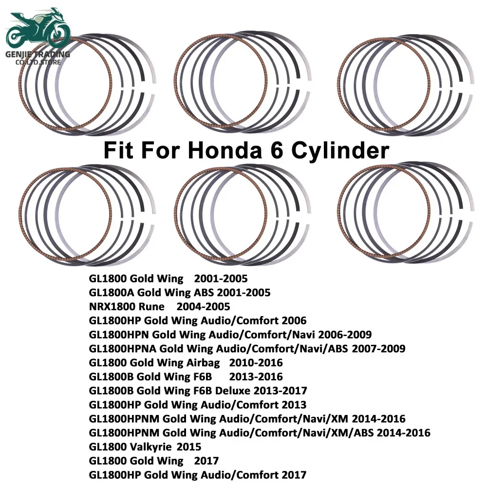 6 шт. 74 мм STD детали мотоцикла 6-цилиндровые поршневые кольца для HONDA GL1800 GL 1800A Gold Wing