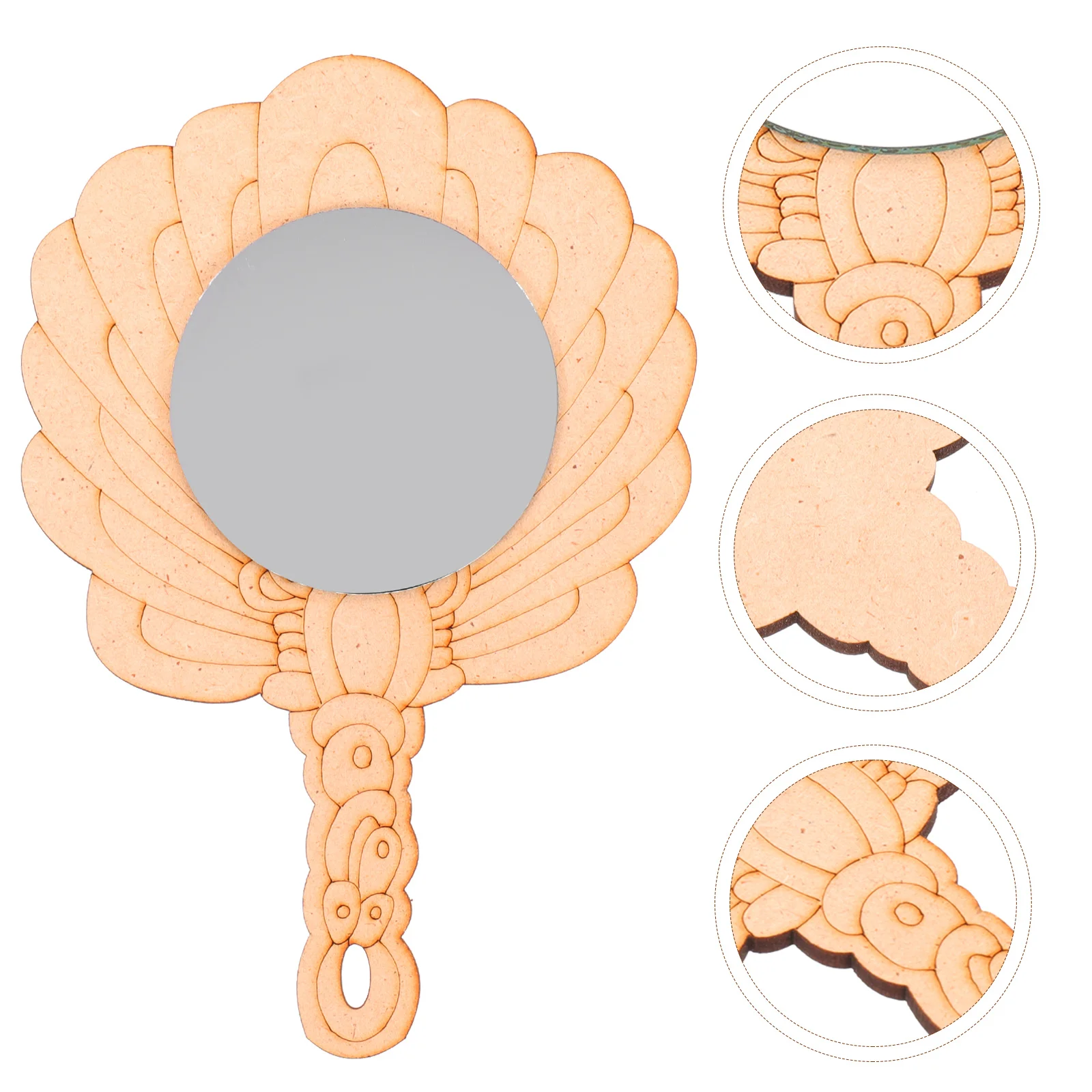 

Mirror Kids Toydiy Wooden Mini Hand Craft Painting Blank Handcrafted Handheld Makeup Children Delicateunfinished Accessory
