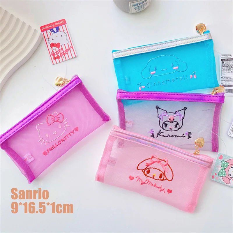 

Kawaii Sanrio Anime Pencil Case Cute My Melody Kuromi Cartoon Transparent Cosmetic Storage Bag Originality Children Gifts