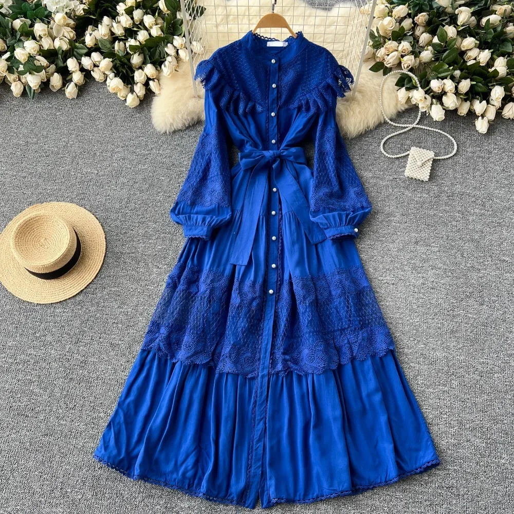 Женское Повседневное платье во французском стиле с воротником-стойкой и