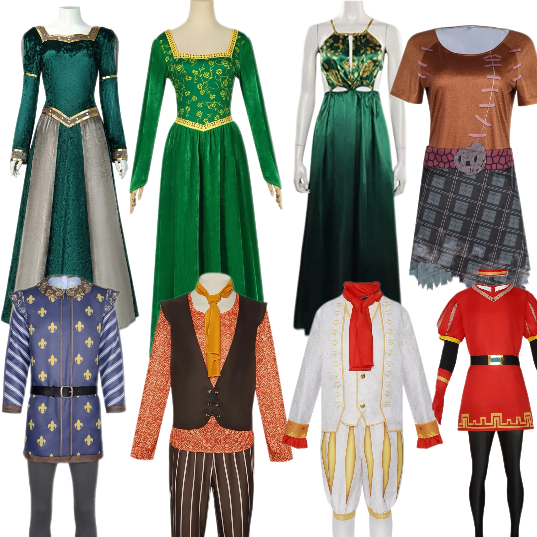 Зеленый Cos Monster Alien Princess Fiona Косплей Огра Костюм Хэллоуин Карнавальные наряды для