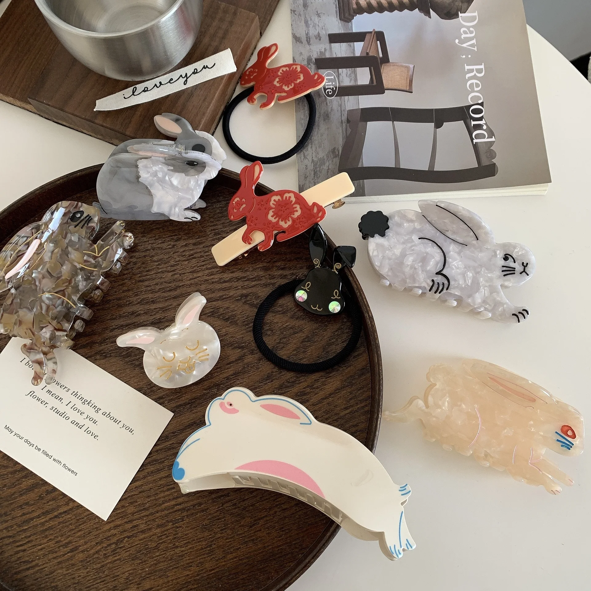 

New Creative Design Geometric Cute Bunny Shark Clip High Quality Acetic Acid Hair Clip Claw For Women Girls