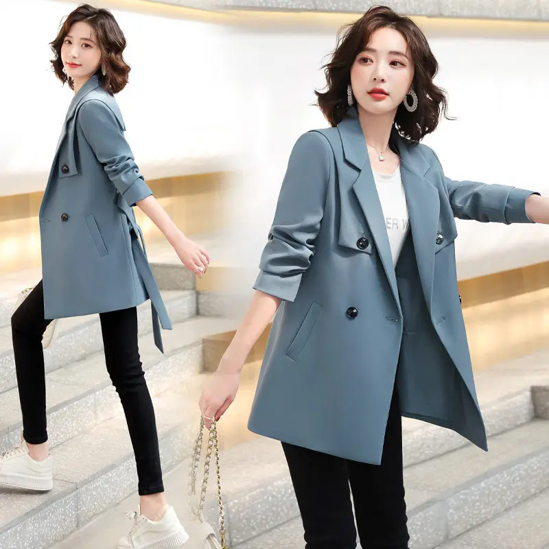 

Маленький пиджак 2022 Ранняя весна новая женская одежда веер богини средний и длинный Повседневный Профессиональный Блейзер ветровка h919