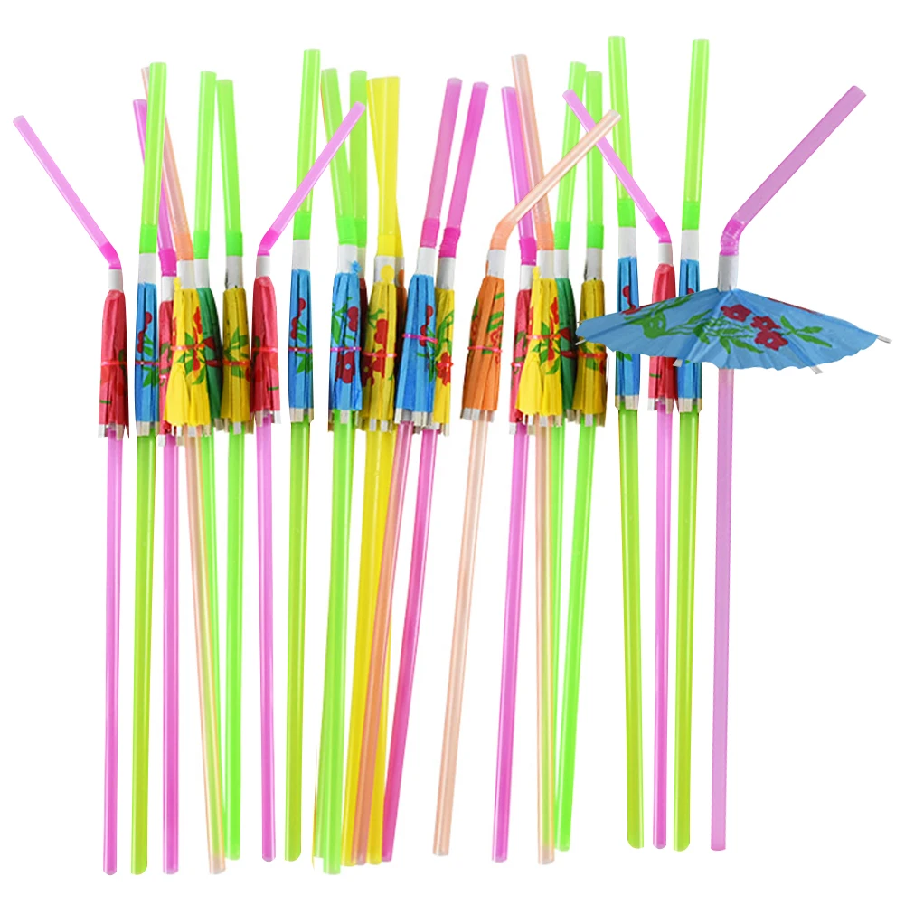 

50 шт./компл. соломинки для напитков в виде фламинго, ананаса, гавайская соломинка, пляжные принадлежности для летнего бассейна, украшения дл...