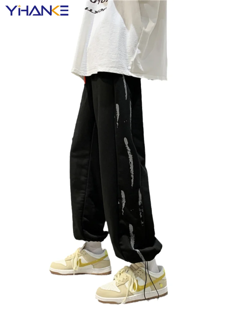 

Spring and Autumn Fashion Men's Casual Sports Pants Loose Straight Wide-leg Pants Jogging Pants Street Men's Спортивные штаны