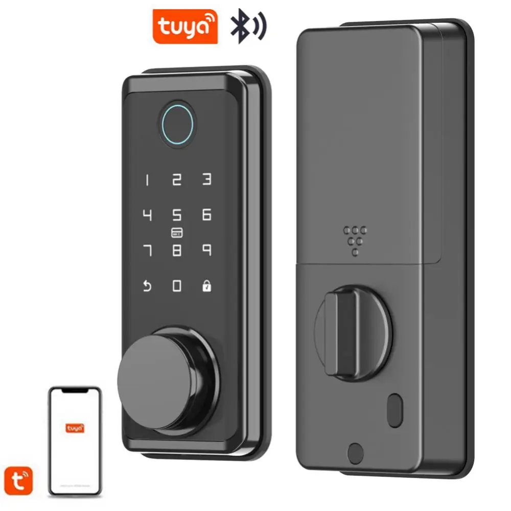 

Tuya Bluetooth Fingerprint Electronic Smart Door Lock Password APP Remote Control Unlock Support IOS/Android 13.56Mhz RFID Card