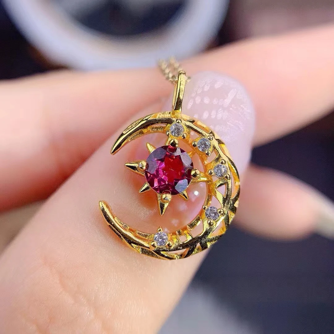 KJJEAXCMY Ювелирные изделия из натурального граната женский кулон чистого серебра S925