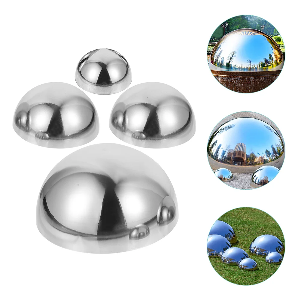 

4 Pcs Garden Reflector Mirror Spheres Reflective Globe Ball Semi-Outdoor Stainless Steel Patio Decorations Gazing Hemisphere