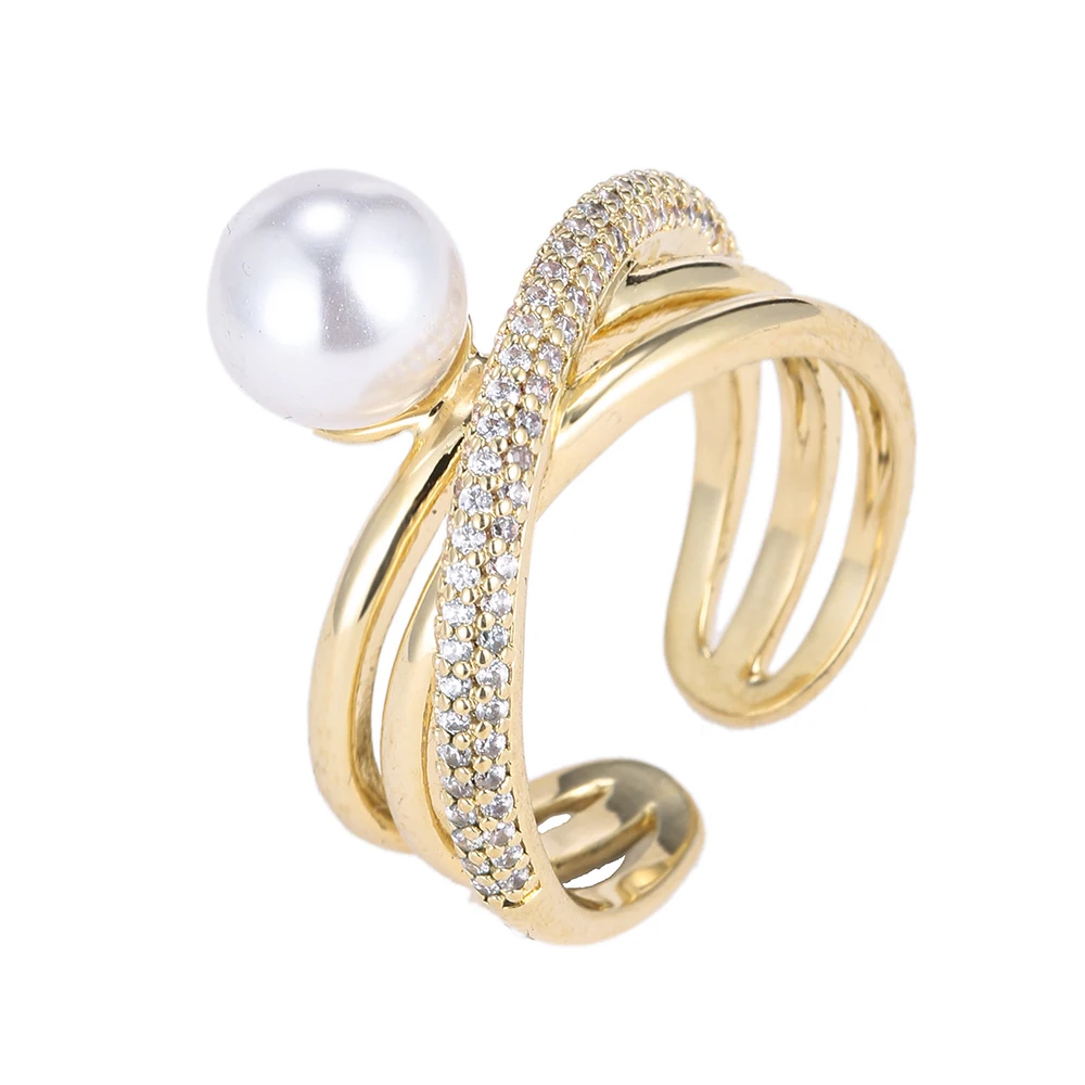 

Bettyue Ingenious Round Design Exquisite Zirconia Ring With Pearl Adjustable Women&Girls Fashion Wedding Party Elegant Jewelry