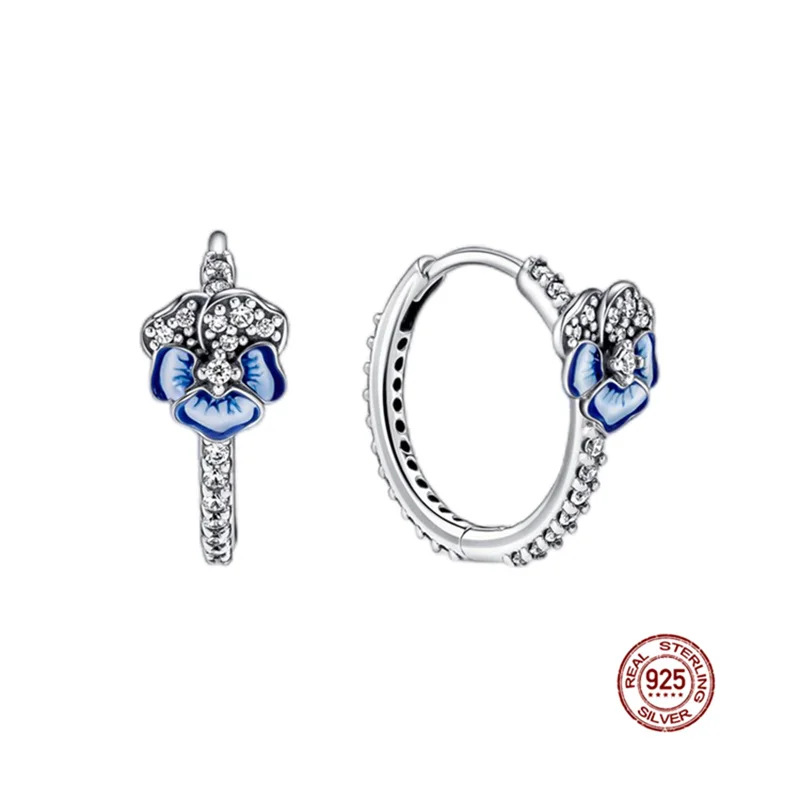 hot sale 925 sterling silver pendientes sparkling heart hoop earrings for women fit original brand earrings fine jewelry free global shipping