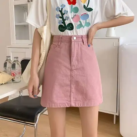 JMPRS Fashion Solid Demin Mini Skirt Women Summer 2022 New Korean Causal Jean Short Skirt Female Y2K Purple Faldas Mujer 5xl