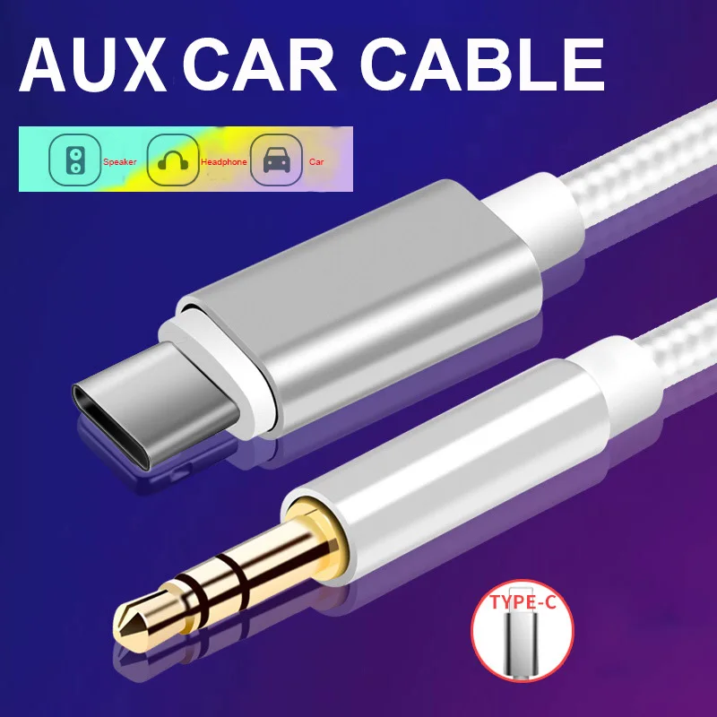 

1M Aux Audio Cable for Type C to 3.5mm Jack Adapter Cable Speakers Car Type-C To 3.5 Phone Accessories USB C Adapter Wire Line