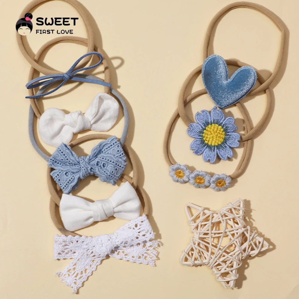 8 шт./комплект Детские нейлоновые повязки для волос с бантом