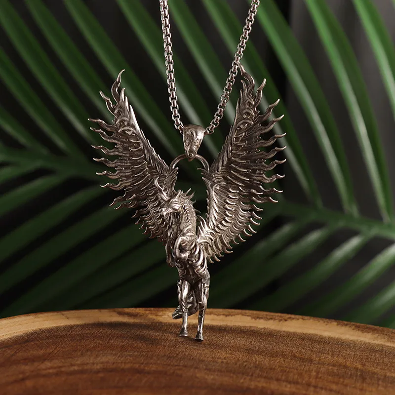 

Exquisite Fairy Tale Unicorn Pegasus Wings Pendant Necklace Unique Trend Jewelry Gift for Men and Women