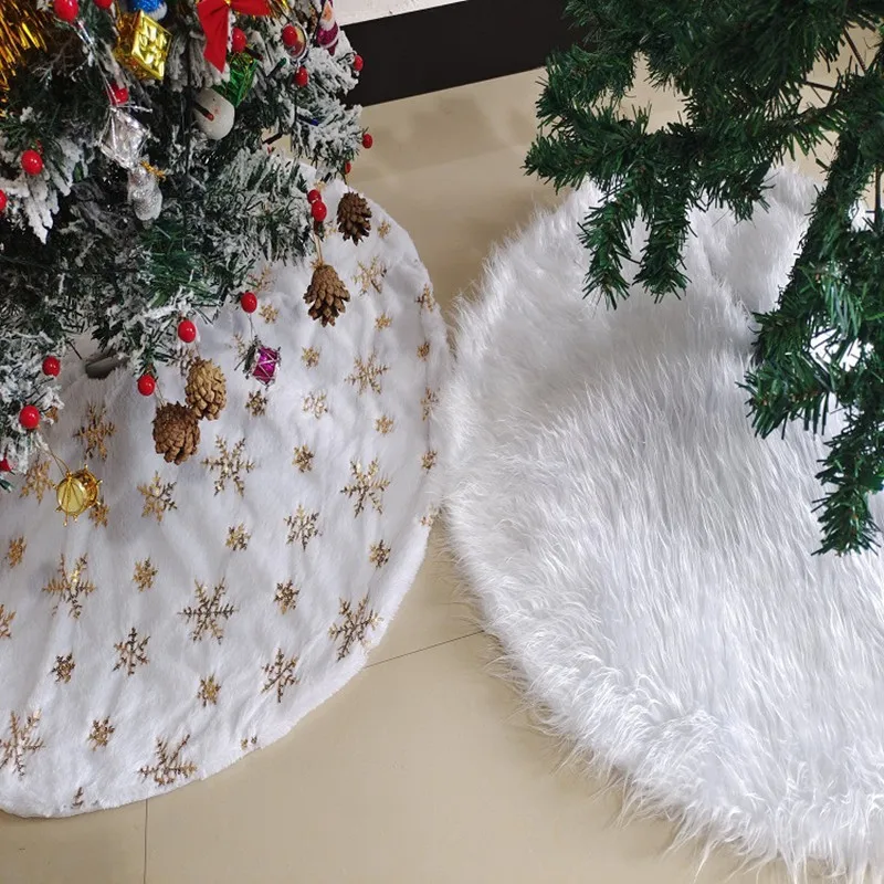

122 см золотые, серебряные, белые плюшевые фартуки с юбкой на рождественскую елку, ковер, рождественские украшения для дома, новый год 2023, деко...