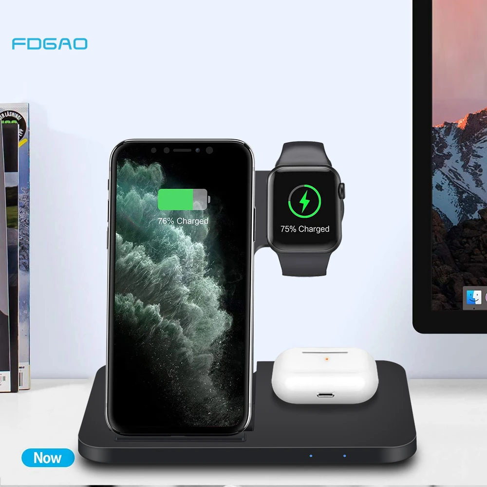 

3 in 1 20W Wireless Charger Dock Station Induction Fast Charge for iPhone14 13 12 11 XS XR X 8 Apple Watch 8 7 SE Airpods 3 Pro