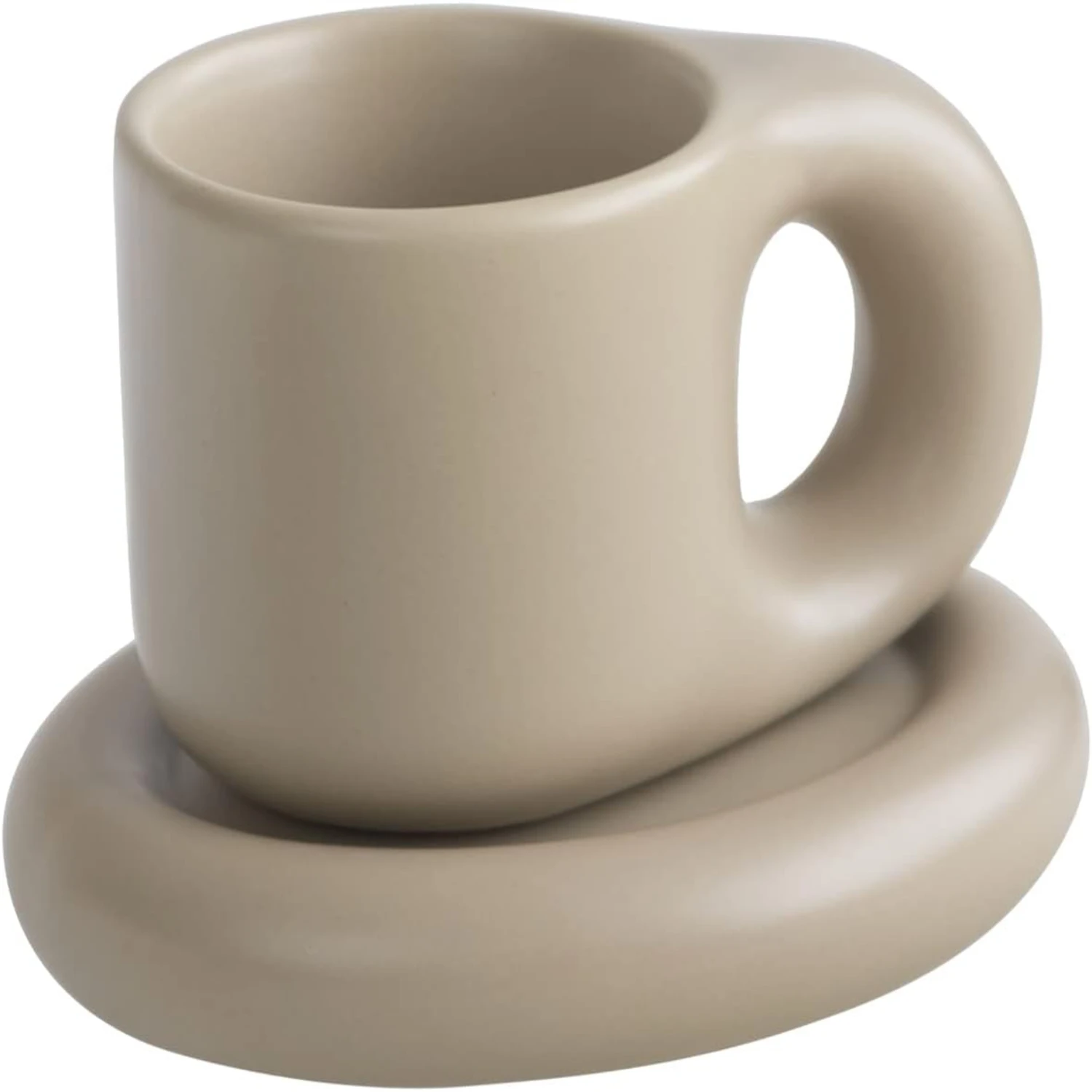 9-унций матовая забавная кофейная кружка Crème Chubby новинка милая чашка и блюдце