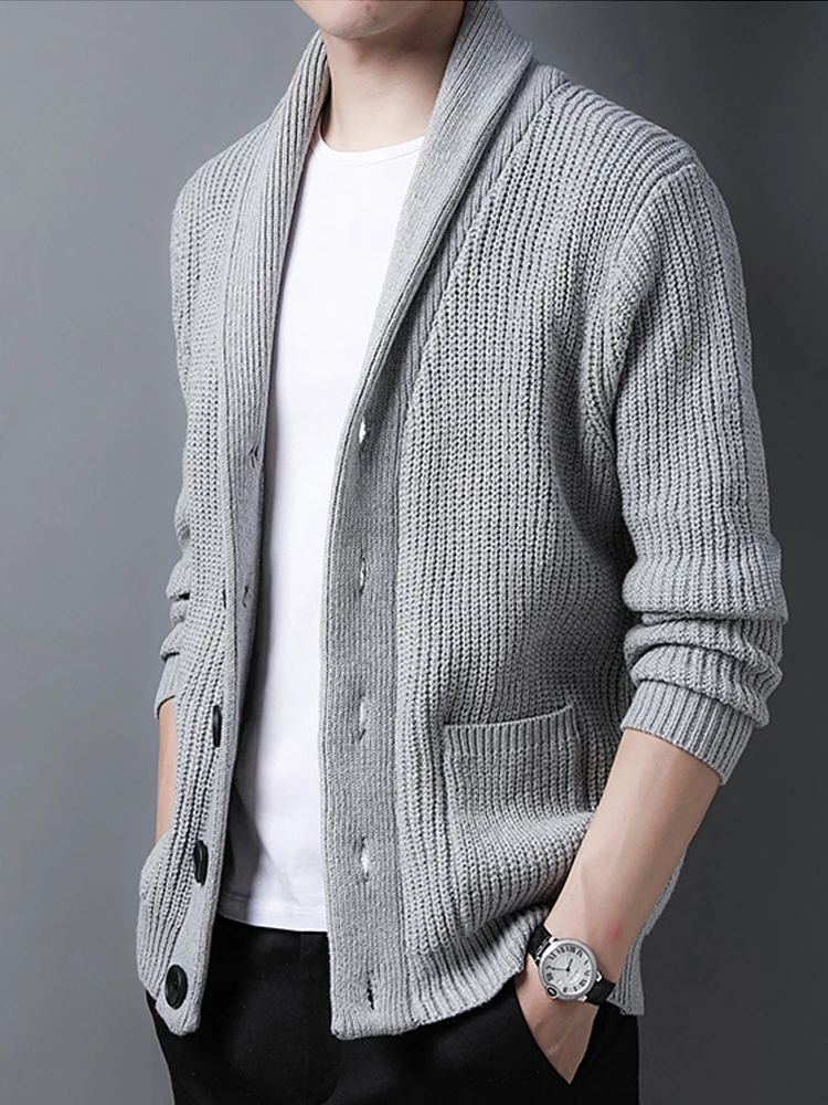 

2022 High End Wool Designer New Spring Autum Brand Fashion Knitted Sweater Jacket Male Casual Coats Korean Mens Clothing Q85