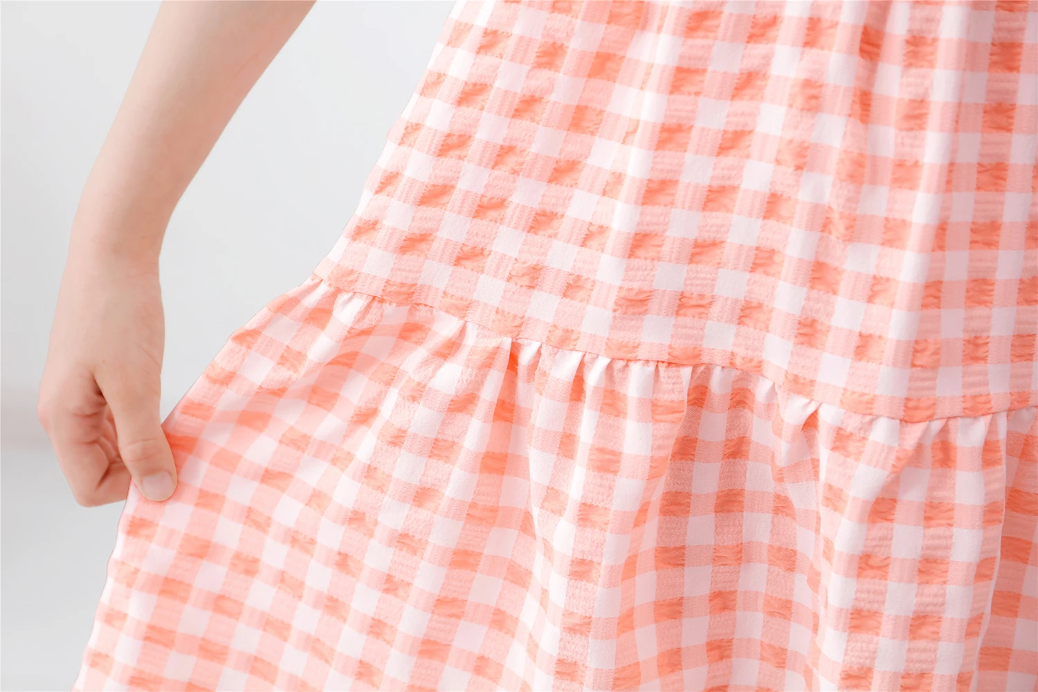 Клетчатое платье для маленьких девочек с рукавами-фонариками весенне-летние