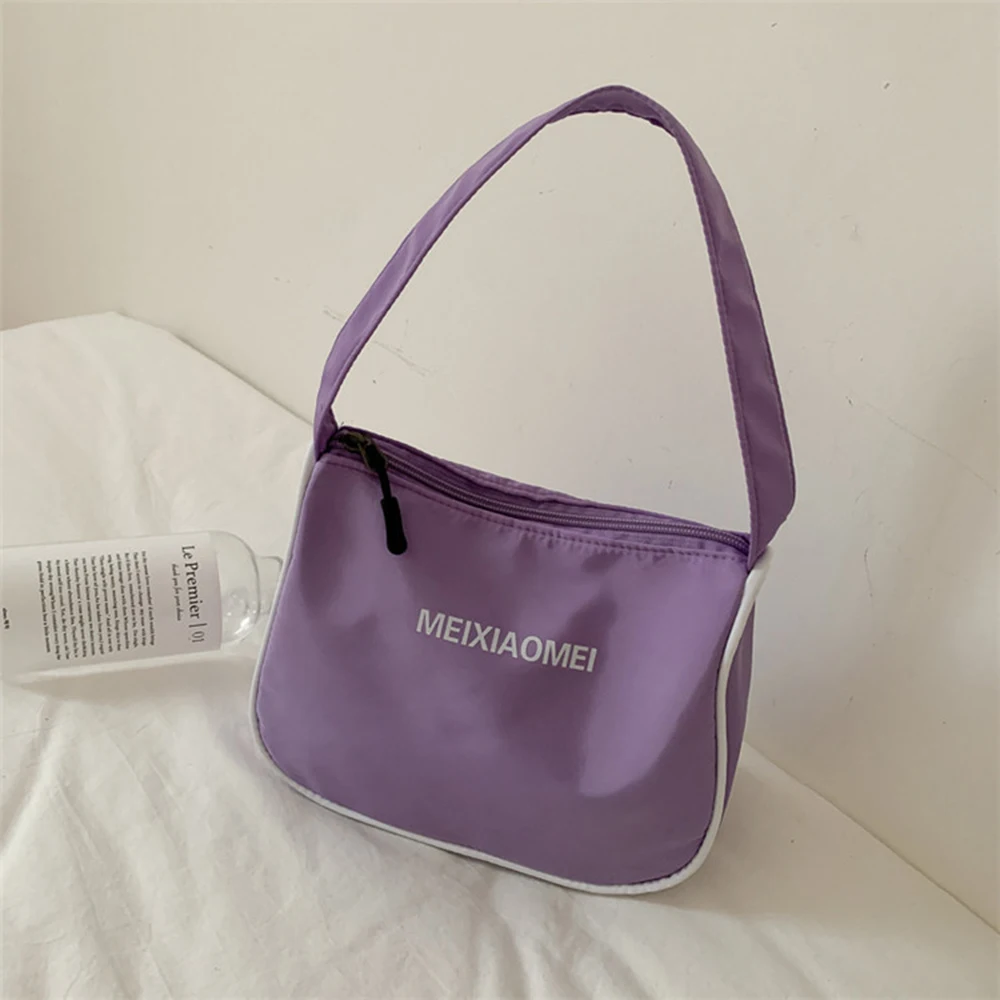 

Soft Ladies Nylon Crossbody Bag Women Zipper Underarm Bag Retro Solid Color Handbag Fashion Design Girl Small Shoulder Bags