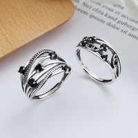s925 sterling silver wedding rings set for couple hoop zircon irregular crossed lines adjustable ring birthday gift jewelry 925