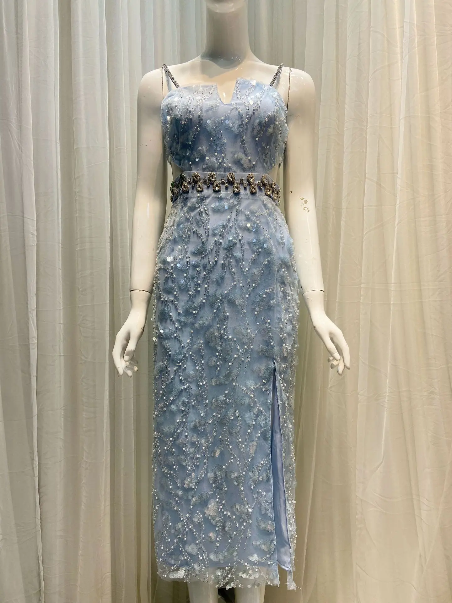 

2022 New Dresses Women Dress Luxury Brand Design Crystal Diamonds Beading Party Club Robes Vestidos Sexy Sleeveless Korean Style