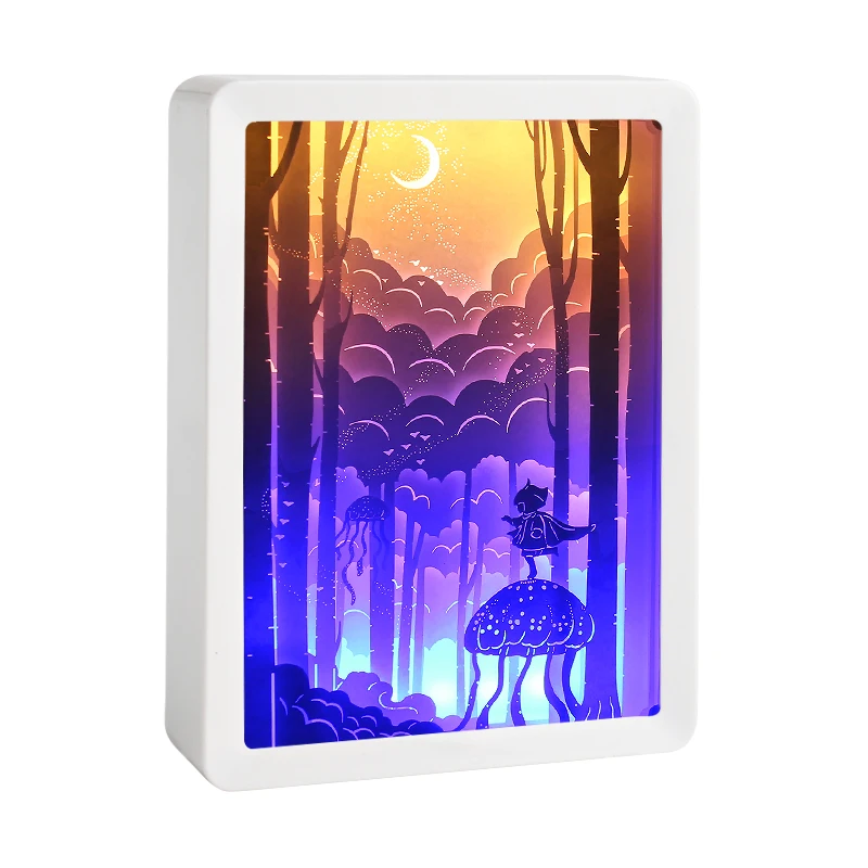 

Anime Light Box Forest Baby Night Light Shadow Box Fairy Lights 3D Paper Cut Light Box Desk Lamp Diy Decorative Luminaires Gift