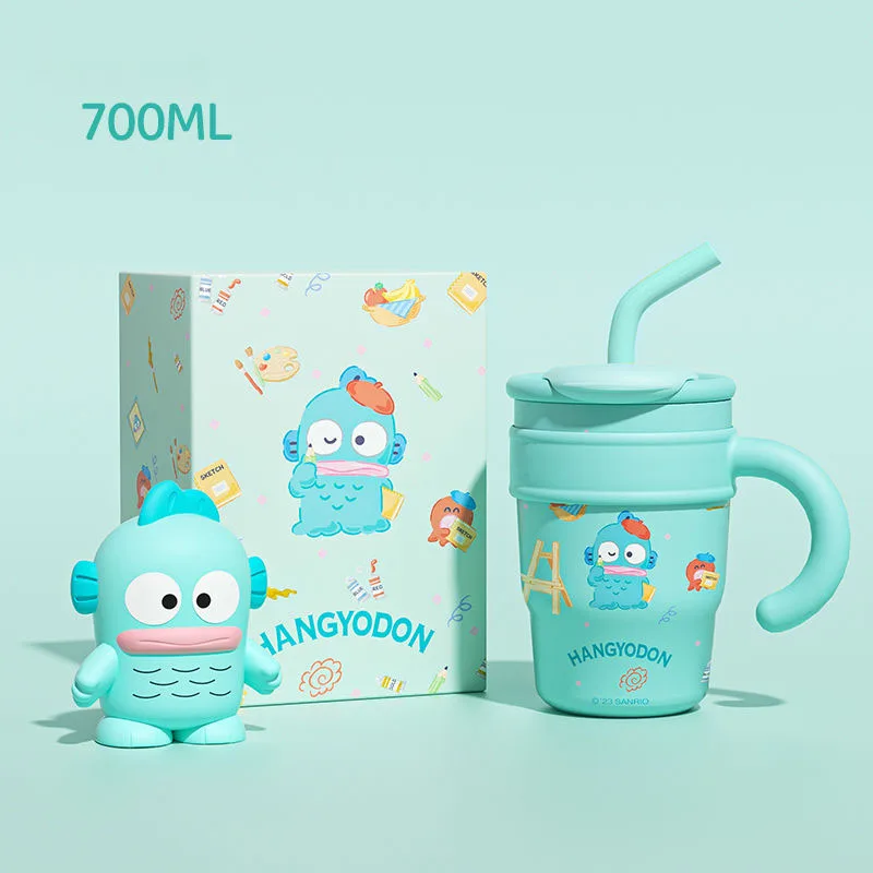 

2023 New High Capacity Hello Kitty Hangyodon Cartoon Cute Water Cup Children's Straw Insulation Cup Office Portable Water Cup