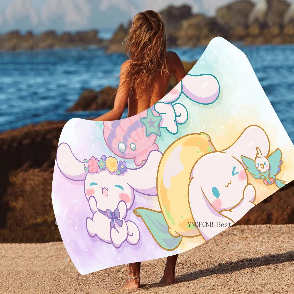 Милое мультяшное полотенце C-Cinnamoroll 1 шт. пляжное из микрофибры быстросохнущее