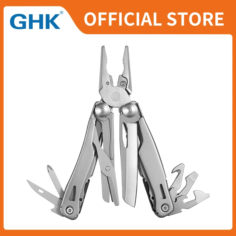 

GHK Official Survival 13 Functions In 1 Stainless Steel Portable Multitool With Plastic Handle