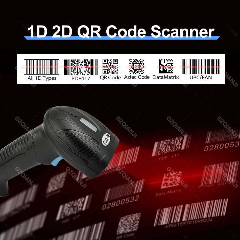 USB проводной/беспроводной/Bluetooth сканер штрих-кода 1D/2D QR-кода портативный