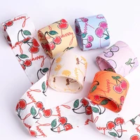 10yards double sided fruit series printed cloth belt diy childrens bow hair accessories dress hat cherry ruffle cloth belt