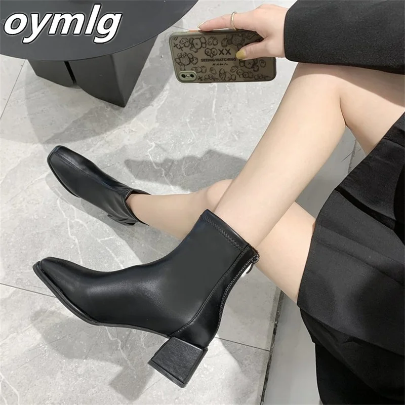 Thin and thin boots women's 2022 autumn new medium thick heel autumn and winter women's shoes boots high-heeled ankle boots