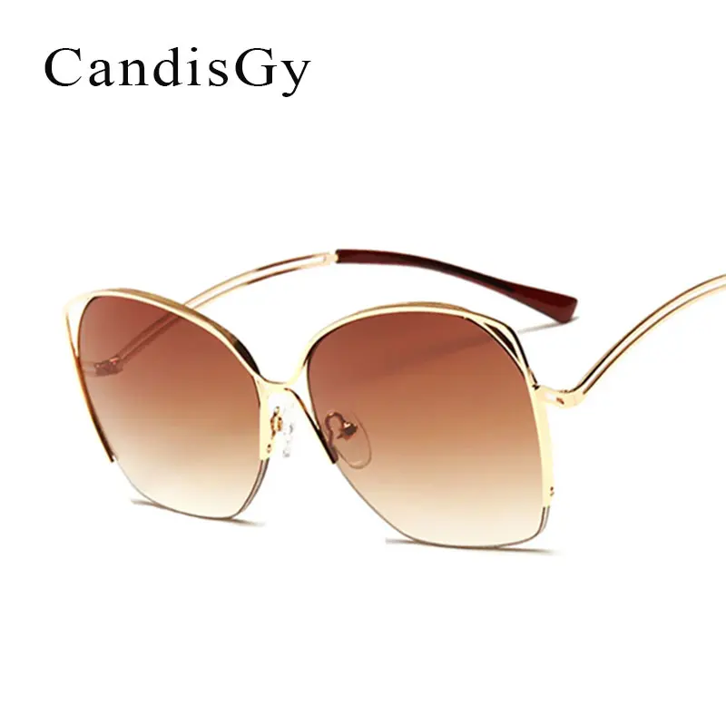

Bending Curved Frame Women Mirror Sunglasses Men Fashion Brand Designer Steampunk Round Lady Sun Glasses Female Half Frame
