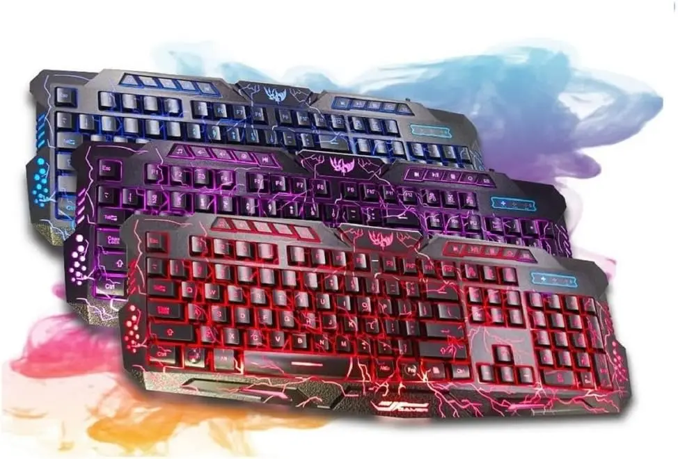 

Ergonômico Jogos Gamer Grande Competição Luz de Fundo Tricolor Retroiluminado USB Computador teclado mecânico gamer
