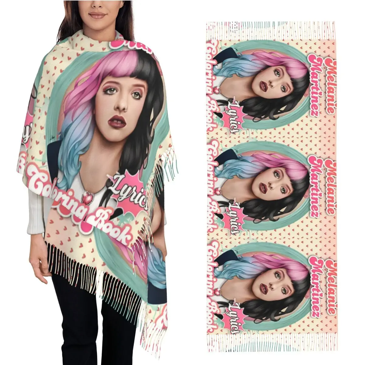 Шарф с узором Melanie Martinez женские головные платки музыкальной певью и кисточками