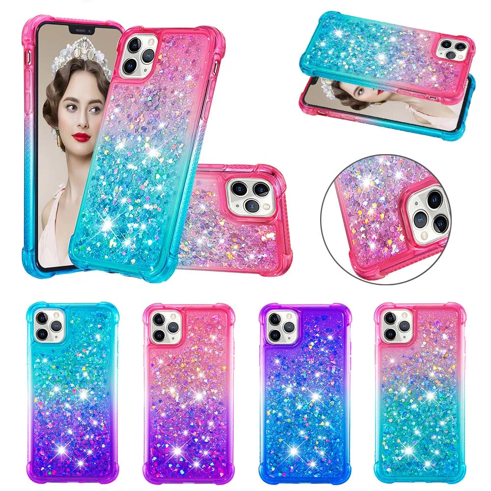 

Cute Liquid Quicksand Gradient Phone Case for iPhone 14 13 12 Mini 11 Pro Max SE2 XS XR X 6 7 8 Plus Back Cover Shockproof Shell