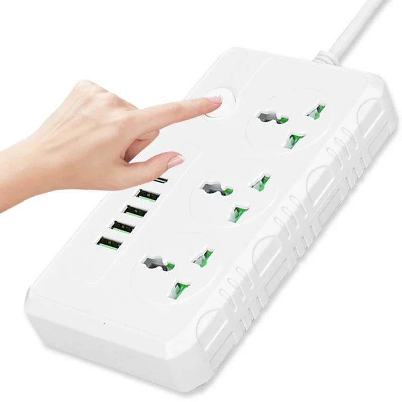 UE Reino Unido Estados Unidos Plug Power Strip com 4 USB 1 Type-C Port 2M Cabo de Extensão Protetor Sobrecarga Surto Universal Multi Tomada