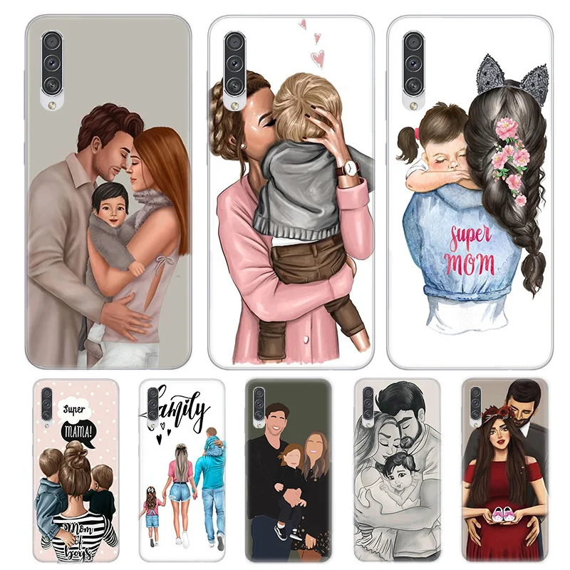 

Capa Mom Dad baby family Soft TPU Phone Case For Samsung Galaxy S30 S22 S21 Ultra 5G S20 FE Note 20 A7 A9 2018 Cover Coque