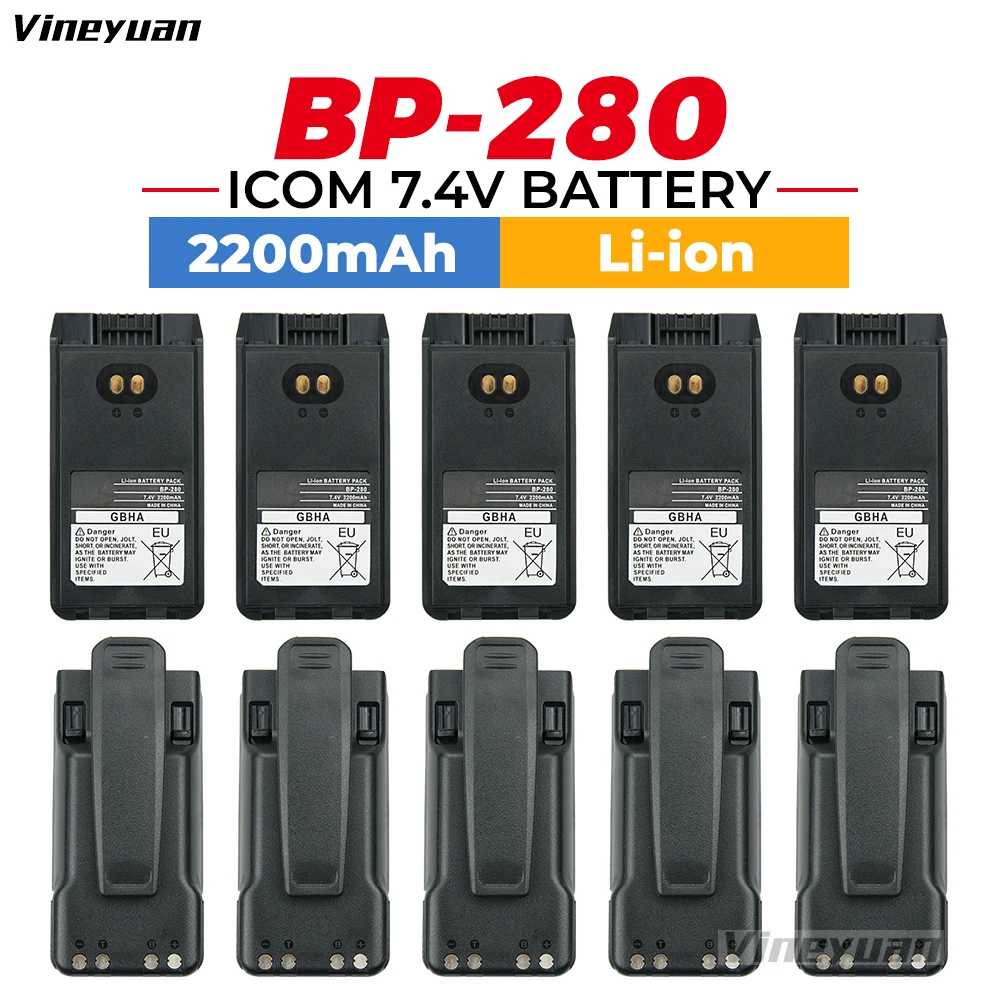 

10X2200mAh Replacement BP-279 BP-280 Li-Ion Battery for ICOM F1000, F2000, F1000D, F2000D, F1000S, F2000T Two Way Radio Recharge