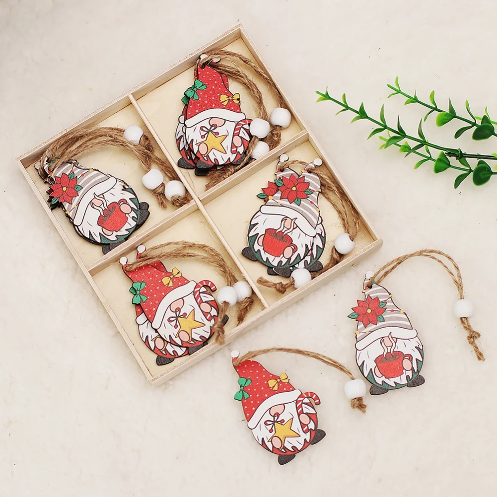 

12 шт., деревянные подвесные украшения для новогодней ёлки