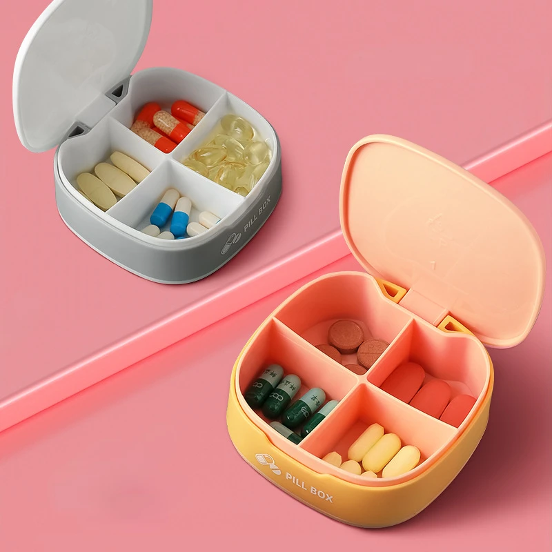 

1PC Weekly Pill Box 4 Grids New Mini Portable Travel Pill Box Vitamin Case Container Organizer Storage Tablet Medicine Holder